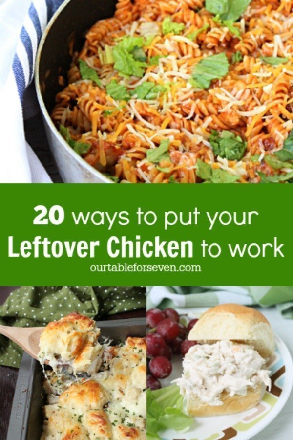 20 Leftover Chicken Recipes #leftoverchicken #chicken #leftovers #dinner #recipes #tableforsevenblog