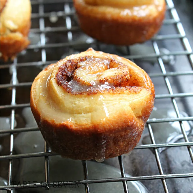 Mini Cinnamon Rolls with Maple Icing from Table for Seven