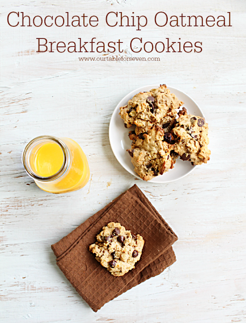 Chocolate Chip Oatmeal Breakfast Cookies #oatmeal #chocolatechip #cookies #breakfast #tableforsevenblog 