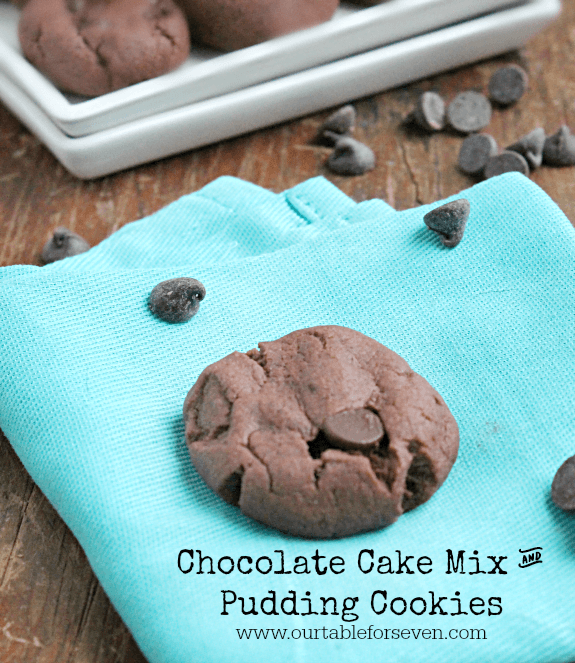 Chocolate Cake Mix and Pudding Cookies #cookies #chocolate #pudding #cakemix #tableforsevenblog 