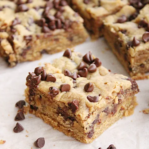 Crock Pot Peanut Butter Chocolate Chip Blondies from Table for Seven