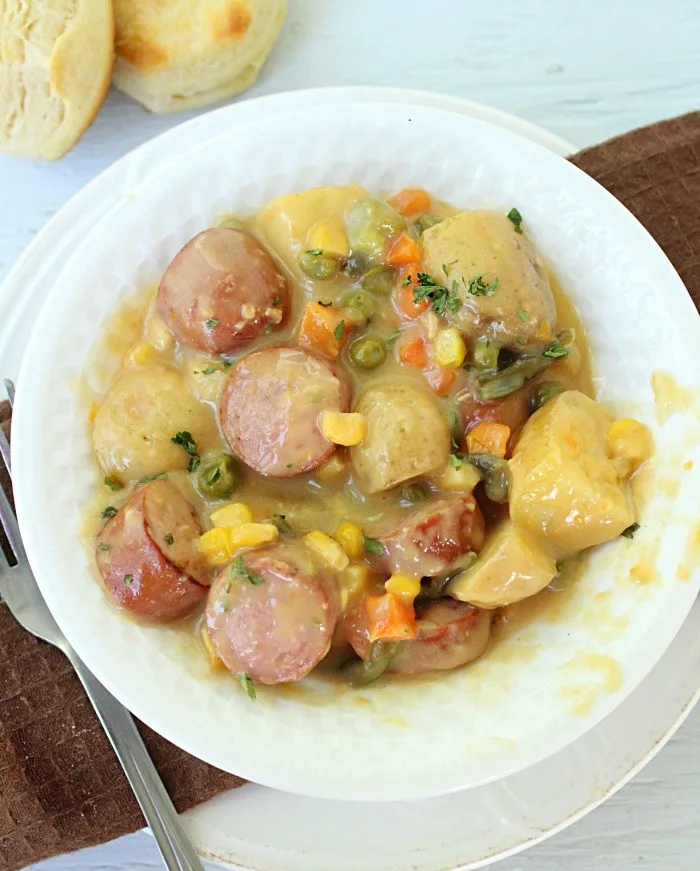 Crock Pot Sausage Potato and Cheese Casserole from Table for Seven