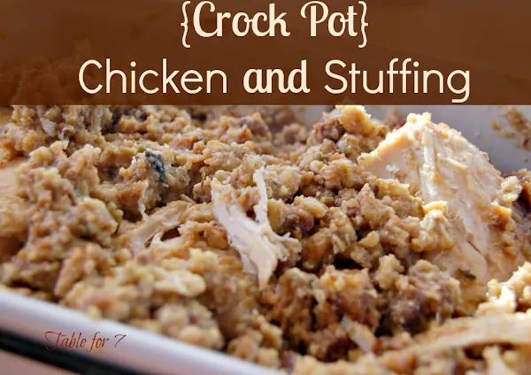 Crock Pot Chicken and Stuffing #crockpot #slowcooker #chicken #stuffing #dinner #tableforsevenblog `