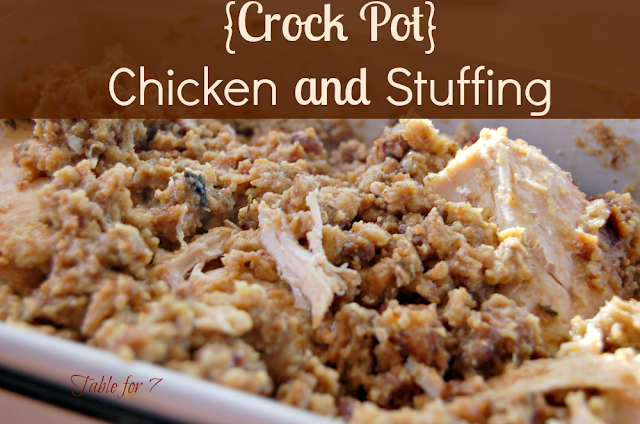 Crock Pot Chicken and Stuffing #crockpot #slowcooker #chicken #stuffing #dinner #tableforsevenblog `