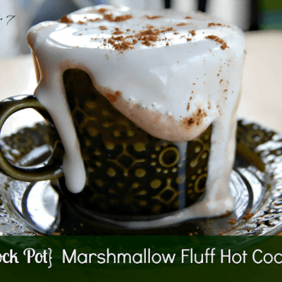 Crock Pot Marshmallow Fluff Hot Cocoa #hotcocoa #hotchocolate #crockpot #slowcooker #marshmallowfluff #tableforsevenblog