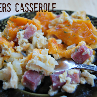 Farmers Casserole #casserole #brunch #tableforsevenblog #eggs #hashbrowns #ham