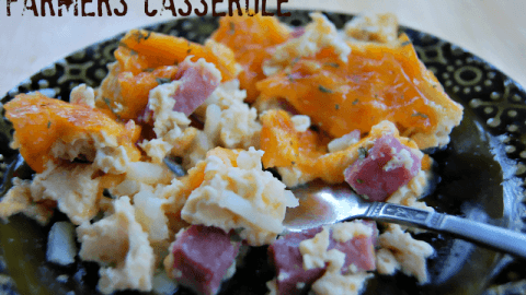 Farmers Casserole #casserole #brunch #tableforsevenblog #eggs #hashbrowns #ham
