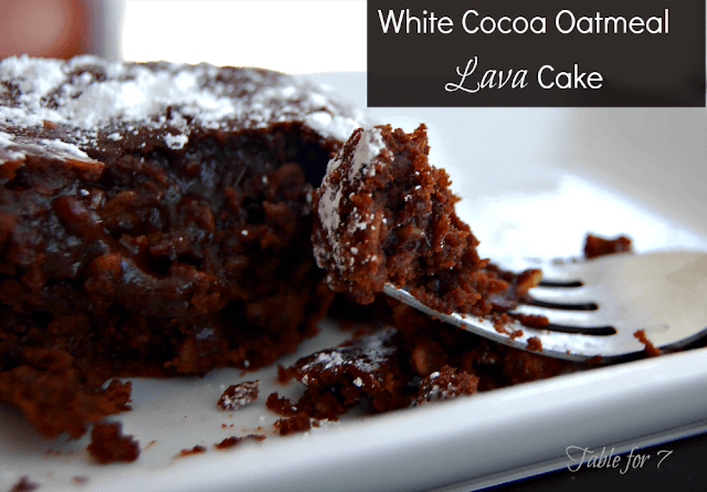 white cocoa oatmeal lava cakes