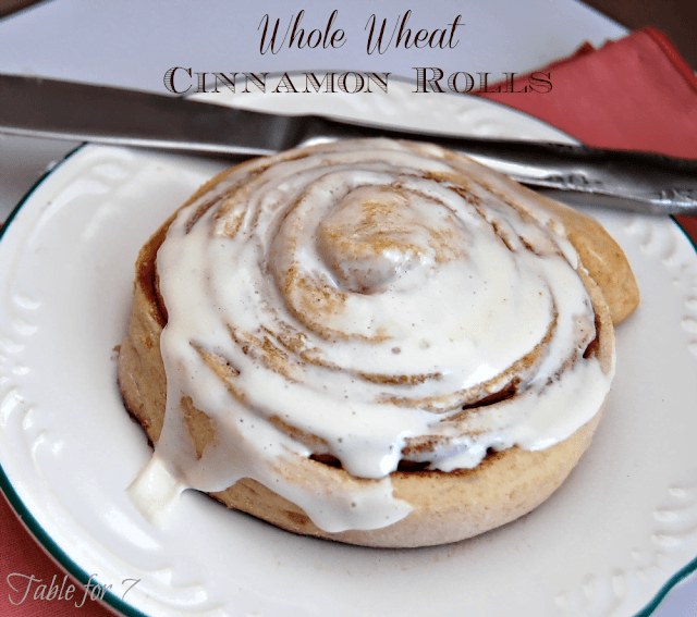 Whole Wheat Cinnamon Rolls #wholewheat #cinnamonrolls #breakfast #tableforsevenblog 