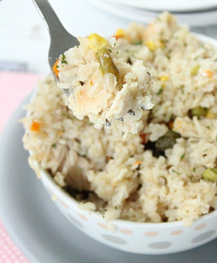 Crock Pot Turkey and Rice Casserole #turkey #crockpot #rice #chicken #slowcooker #dinner #tableforsevenblog 