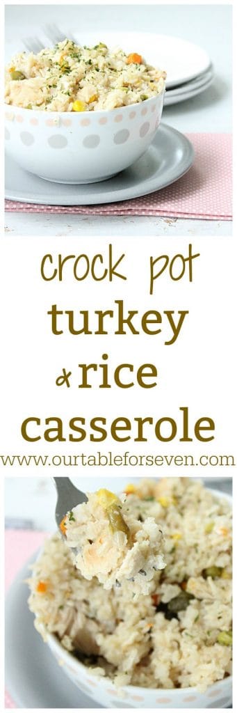 Crock Pot Turkey and Rice Casserole #turkey #crockpot #rice #chicken #slowcooker #dinner #tableforsevenblog 