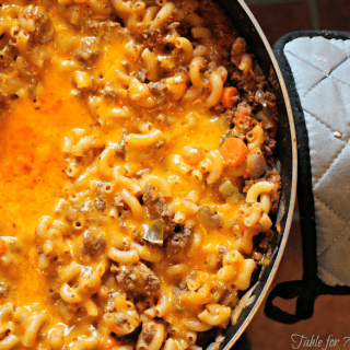 One Skillet Cheesy Beef and Macaroni from Table for Seven