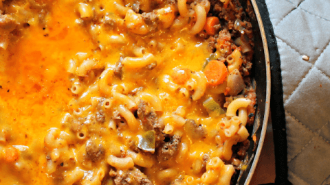 One Skillet Cheesy Beef and Macaroni from Table for Seven