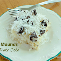 Mounds Poke Cake #cake #moundscandybar #chocolate #coconut #cakemix