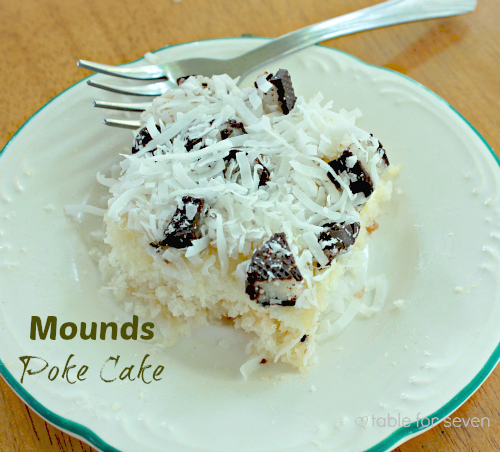 Mounds Poke Cake #cake #moundscandybar #chocolate #coconut #cakemix 