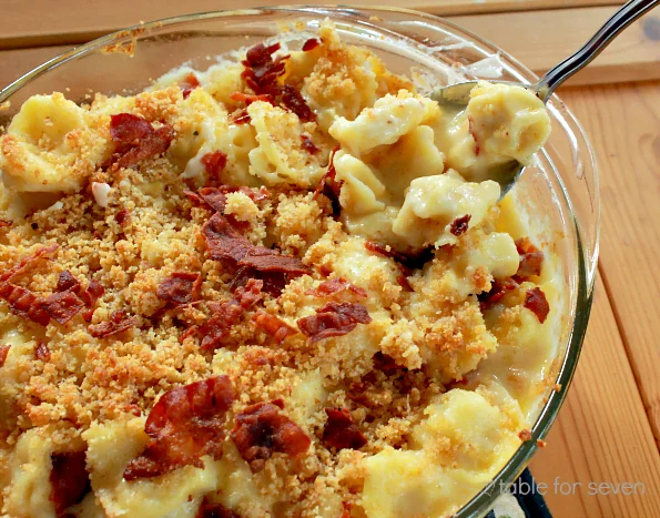 Tortellini Mac n Cheese #tortellini #macandcheese #cheese #dinner #tableforsevenblog 