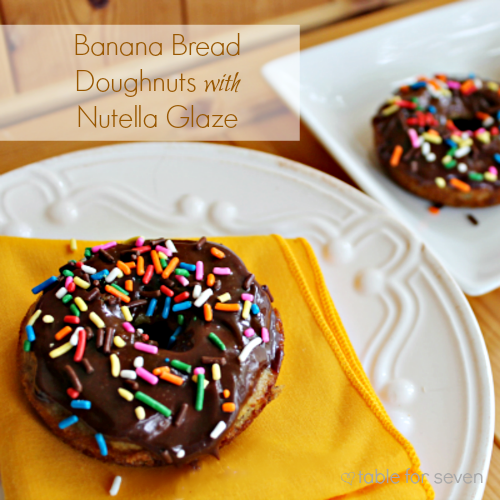 Banana Bread Doughnuts with Nutella Glaze #doughnuts #donuts #nutella #banana #tableforsevenblog 