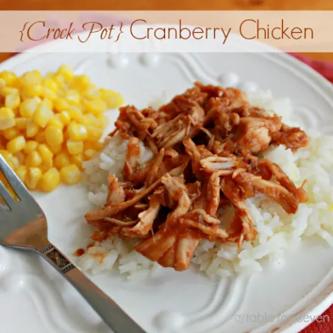 Crock Pot Cranberry Chicken #crockpot #slowcooker #chicken #cranberry #dinner #tableforsevenblog