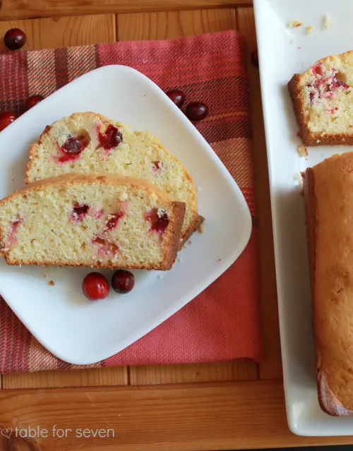 Cranberry Sour Cream Pound Cake #cranberry #sourcream #poundcake #cake #tableforsevenblog 