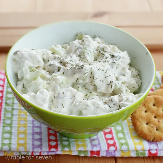 Cucumber Dill Dip #cucumber #dip #dill #tableforsevenblog