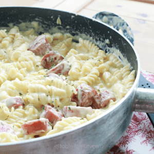 Skillet Mac n Cheese with Kielbasa from Table for Seven