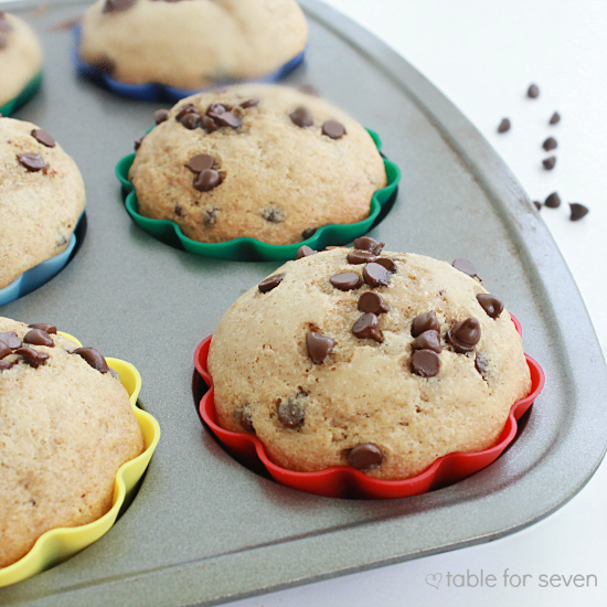 Chocolate Chip Cookie Muffins #muffins #chocolatechipcookie #chocolatechip #breakfast #tableforsevenblog 