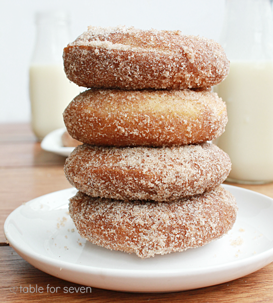 Cinnamon Sugar Eggnog Doughnuts #doughnuts #donuts #eggnog #cinnamonsugar #tableforsevenblog 