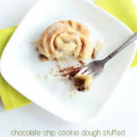 Chocolate Chip Cookie Dough Stuffed Cinnamon Rolls -No Yeast #chocolatechipcookiedough #cinnamonrolls #tableforsevenblog