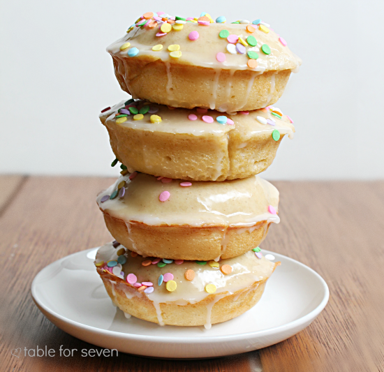 Glazed Baked Yogurt Doughnuts #doughnuts #donuts #yogurt #glazeddoughnuts #glaze #tableforsevenblog 