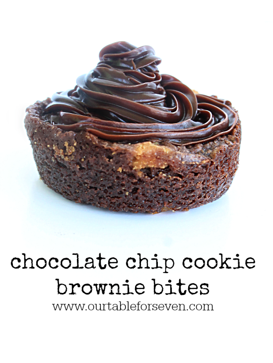 Chocolate Chip Cookie Brownie Bites #tableforsevenblog @tableforseven #chocolatechipcookies #brownies #brookies #dessert