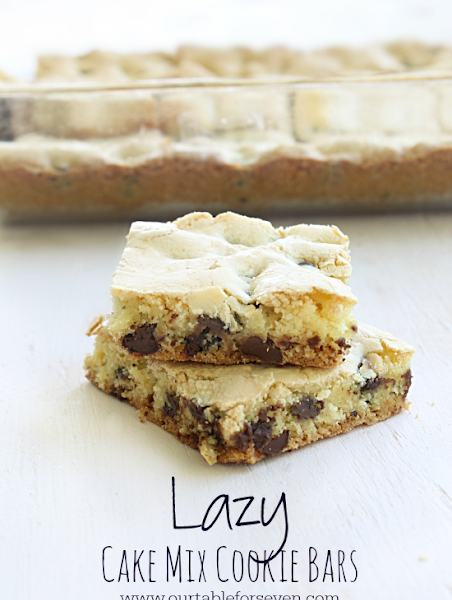 Lazy Cake Mix Cookie Bars- Table for Seven