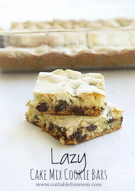 Lazy Cake Mix Cookie Bars- Table for Seven 