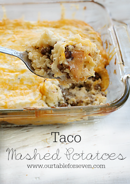 Taco Mashed Potatoes #mashedpotatoes #taco #tableforsevenblog #sidedish