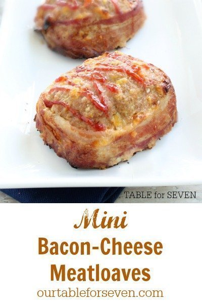 Mini Bacon Cheese Meatloaves from @tableforseven #tableforsevenblog #meatloaf #bacon #cheese #dinner #groundbeef