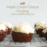 Chocolate Pumpkin Muffins with Maple Cream Cheese Frosting #tableforsevenblog #chocolate #pumpkin #creamcheese #frosting @tableforseven