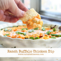 Ranch Buffalo Chicken Dip #ranch #buffalochicken #chicken #dip #appetizer #tableforsevenblog #buffalosauce