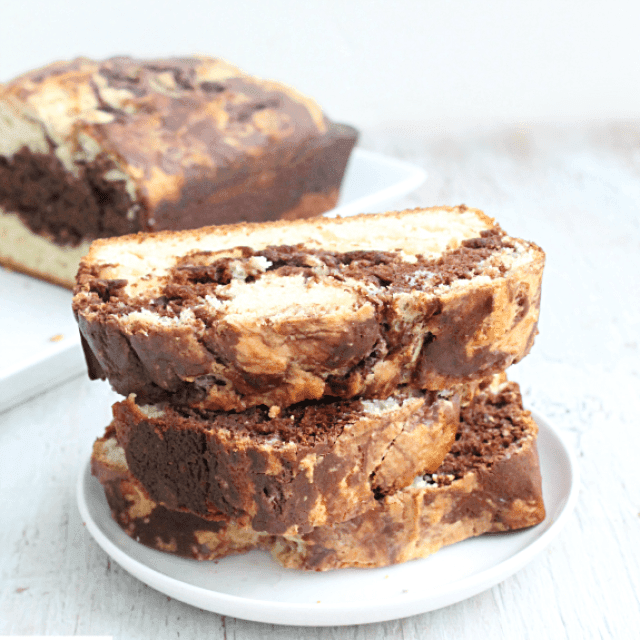 Low Fat Chocolate Marbled Loaf Cake from Table for Seven 