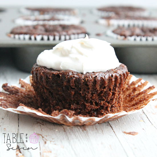 100 Calorie Chocolate Cupcakes #100calories #chocolate #cupcakes #dessert #tableforsevenblog 