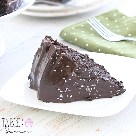 Salted Caramel Chocolate Layer Cake #saltedcaramel #layercake #chocolate #chocolatecake #dessert #tableforsevenblog 