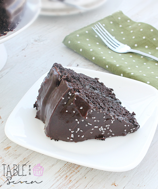Salted Caramel Chocolate Layer Cake #saltedcaramel #layercake #chocolate #chocolatecake #dessert #tableforsevenblog
