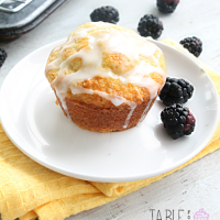 Blackberry Muffins with Lemon Glaze #blackberry #muffins #lemon #lgaze #tableforsevenblog