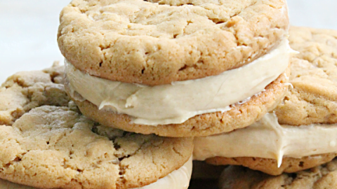 Peanut Butter Oatmeal Sandwich Cookies #cookies #oatmeal #sandwichcookies #peanutbutter #dessert #tableforsevenblog