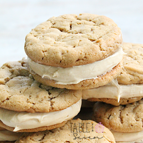 Peanut Butter Oatmeal Sandwich Cookies #cookies #oatmeal #sandwichcookies #peanutbutter #dessert #tableforsevenblog