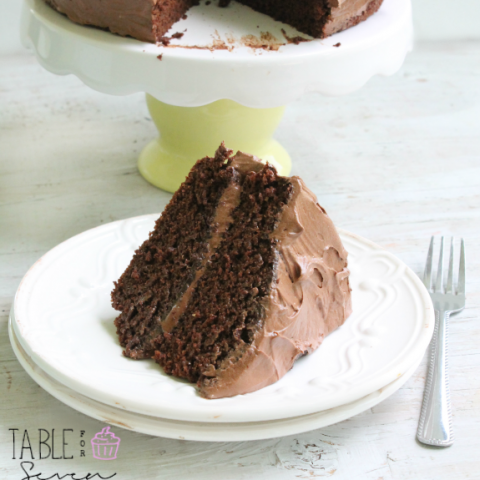 CHOCOLATE MAYONNAISE CAKE WITH CHOCOLATE BUTTERCREAM FROSTING from Table for Seven