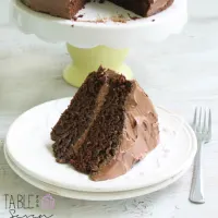 CHOCOLATE MAYONNAISE CAKE WITH CHOCOLATE BUTTERCREAM FROSTING from Table for Seven #chocolatecake #recipe #tableforsevenblog