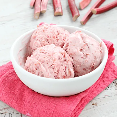No Churn Rhubarb Ice Cream From Table for Seven