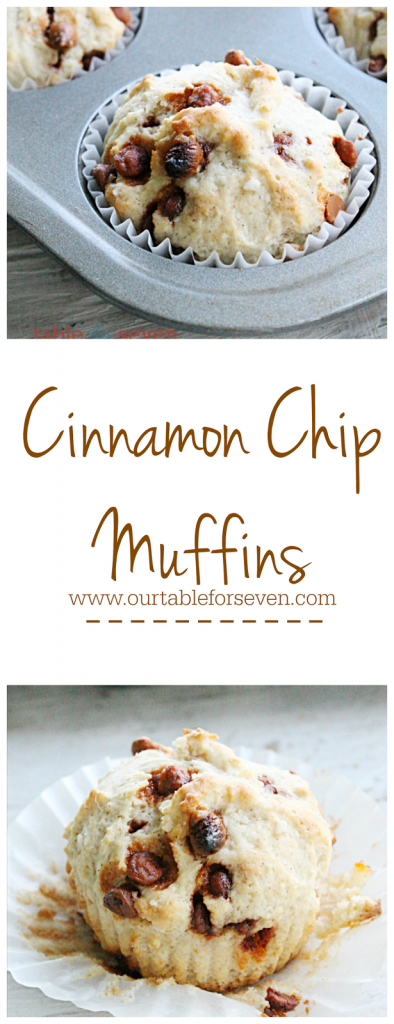 Cinnamon Chip Muffins #muffins #cinnamon #cinnamonchip #breakfast #tableforsevenblog 