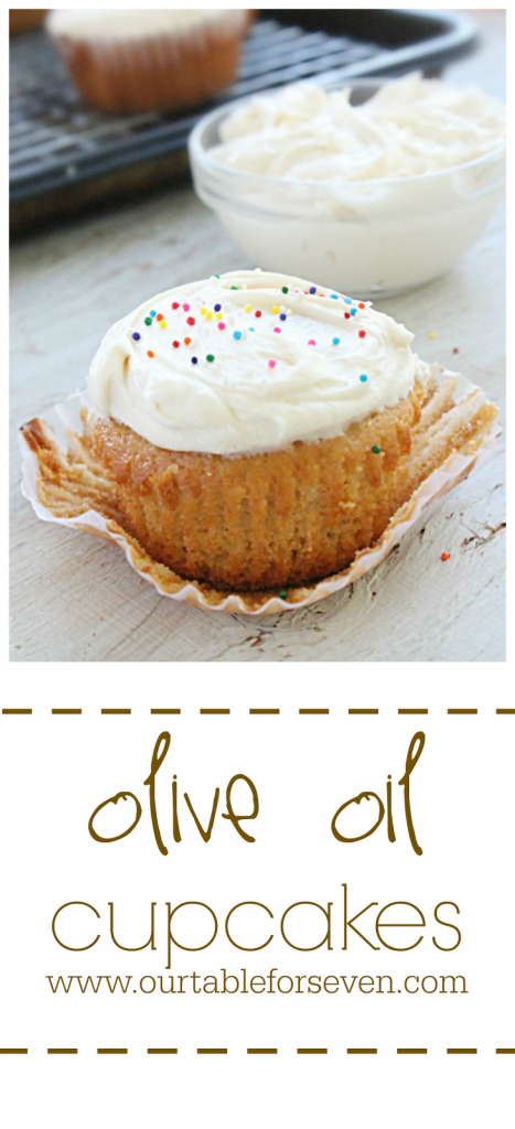 Olive Oil Cupcakes #oliveoil #cupcakes #vanilla #vanillacupcakes #dessert #tableforsevenblog 