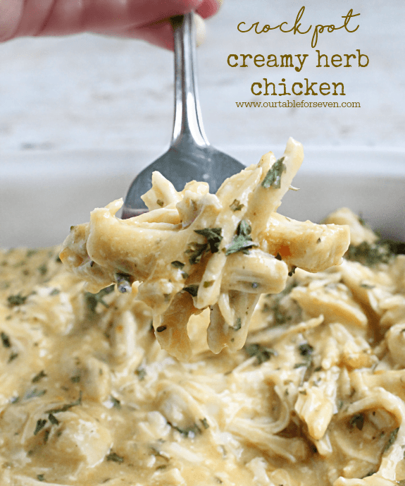 Crock Pot Creamy Herb Chicken from Table for Seven