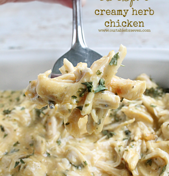 Crock Pot Creamy Herb Chicken from Table for Seven